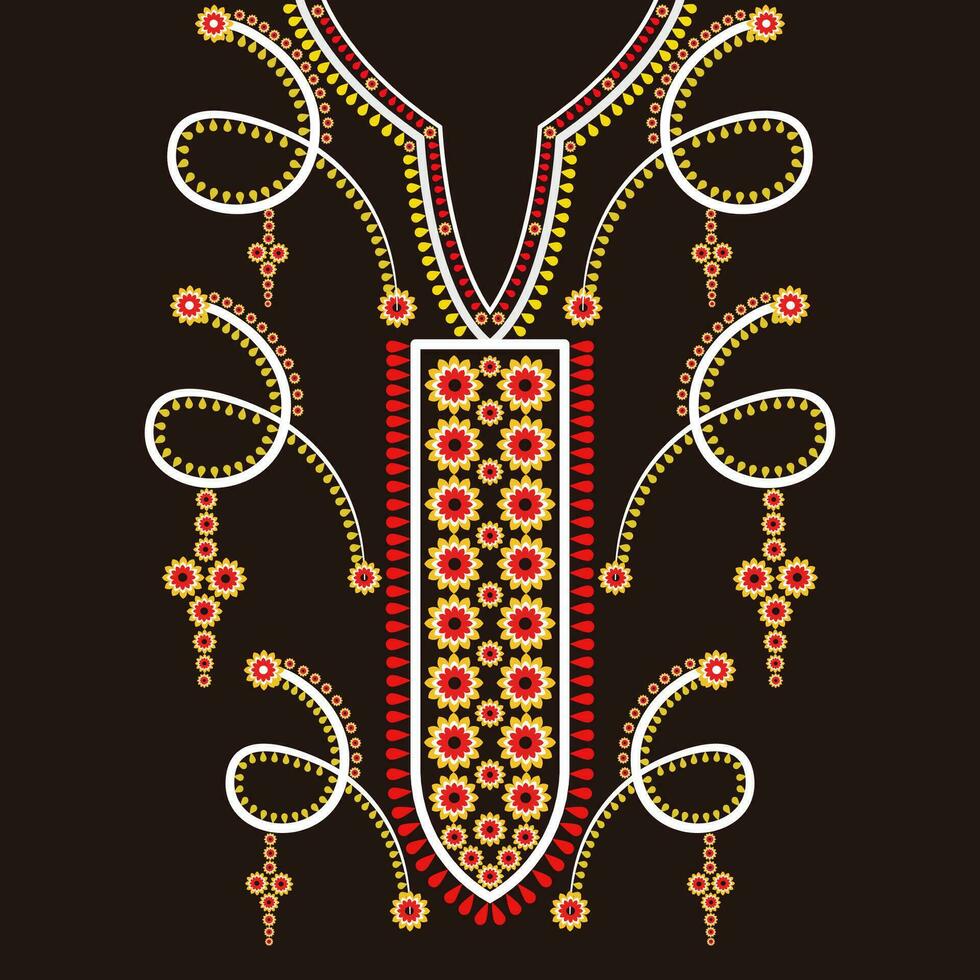 Traditional geometric ethnic embroidered neckline vector