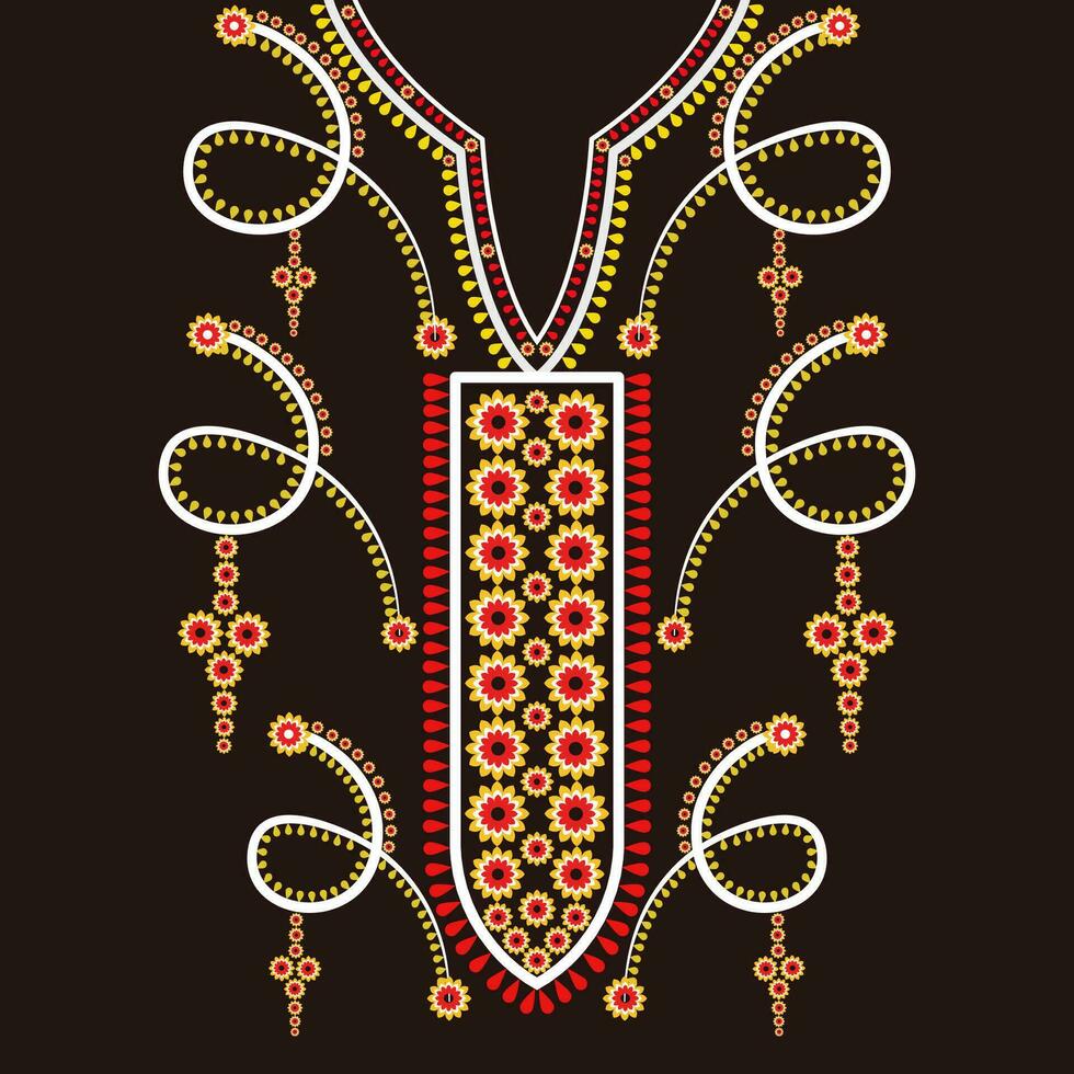 Traditional geometric ethnic embroidered neckline vector