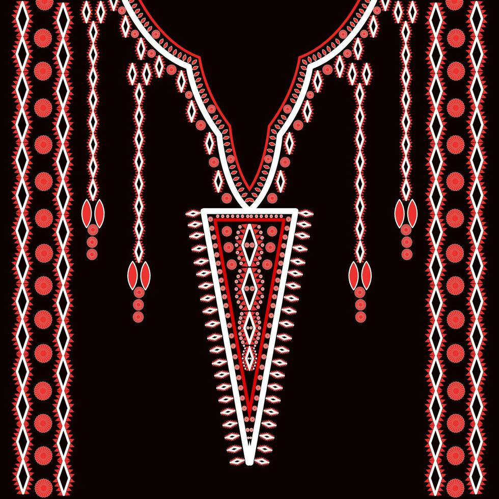 Traditional geometric ethnic embroidered neckline vector