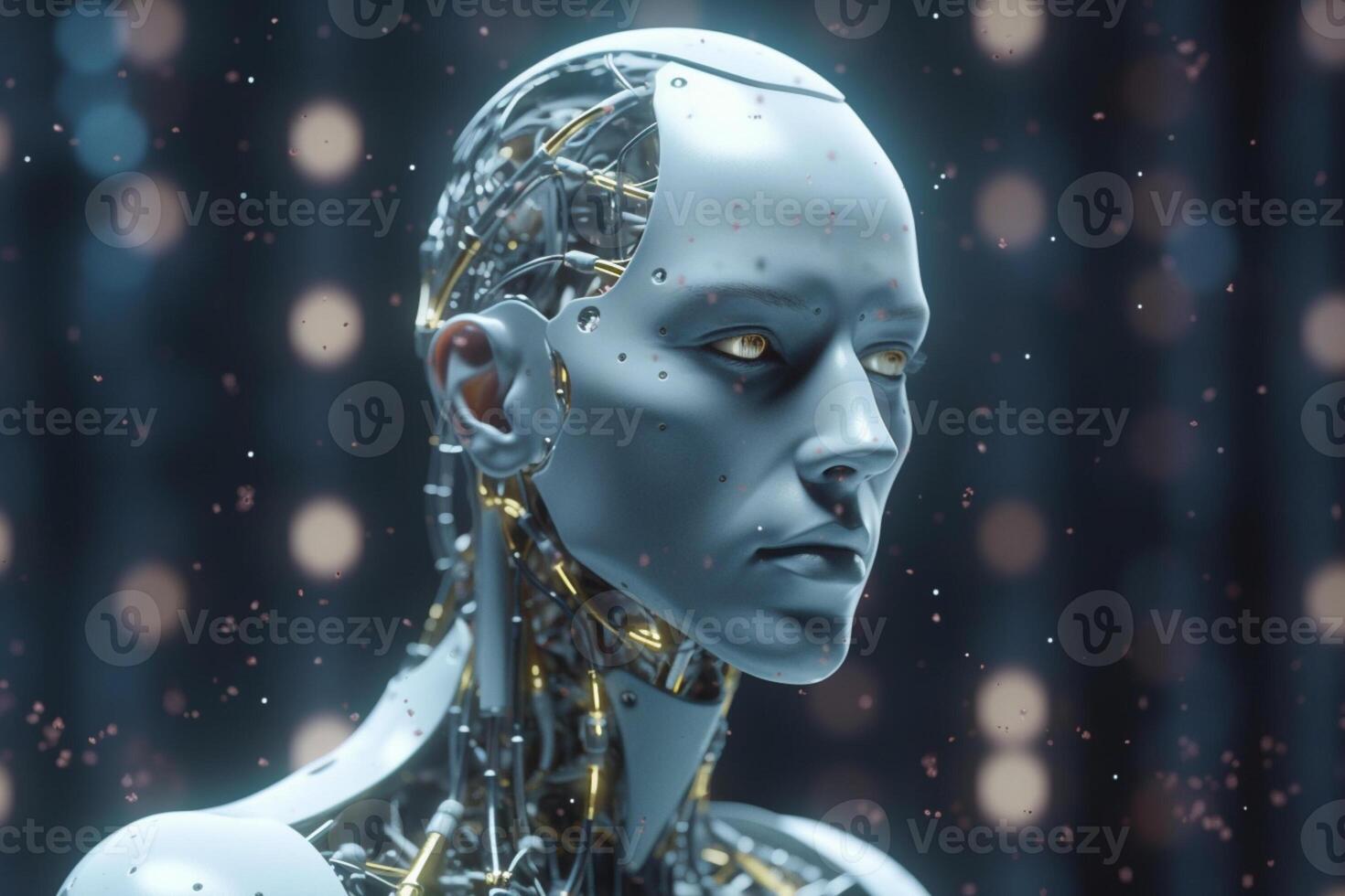 Artificial intelligence in humanoid head, photo