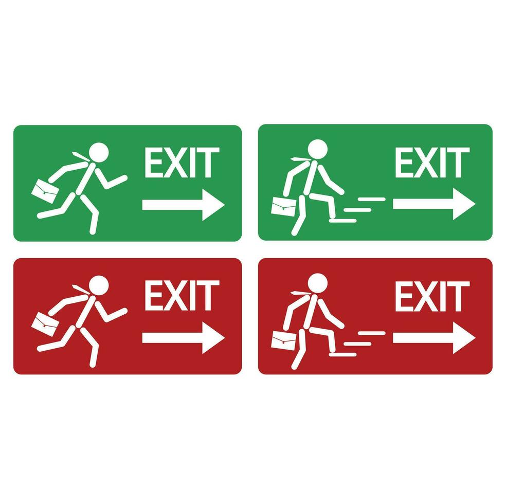 Exit sign vector in stickman style. Exit icons in stick figure style. Exit symbols.