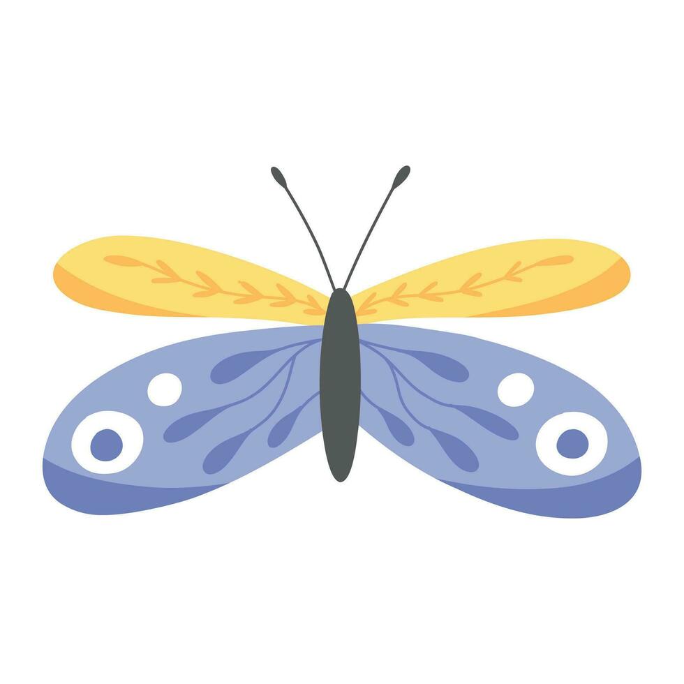 linda mano dibujado mariposa. mariposa en escandinavo estilo aislado en blanco antecedentes. vector ilustración.