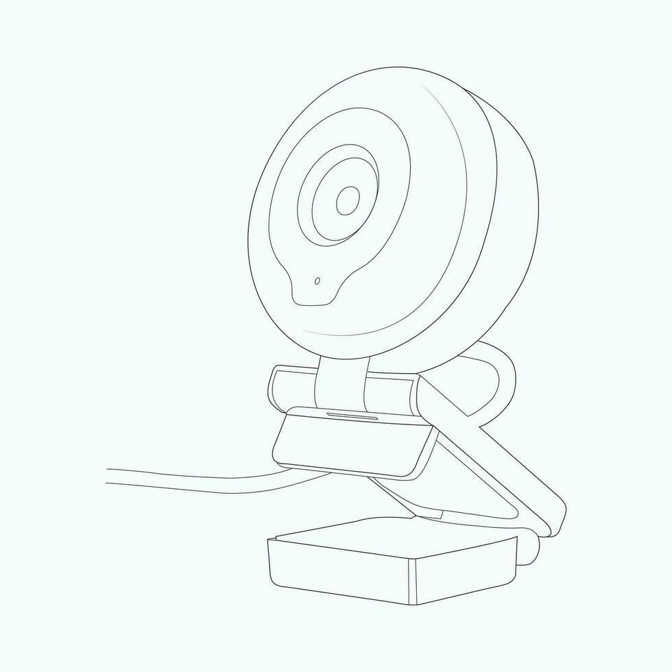 Web cam camera, personal HD camera isolated on white background, vector, line art eps10. vector