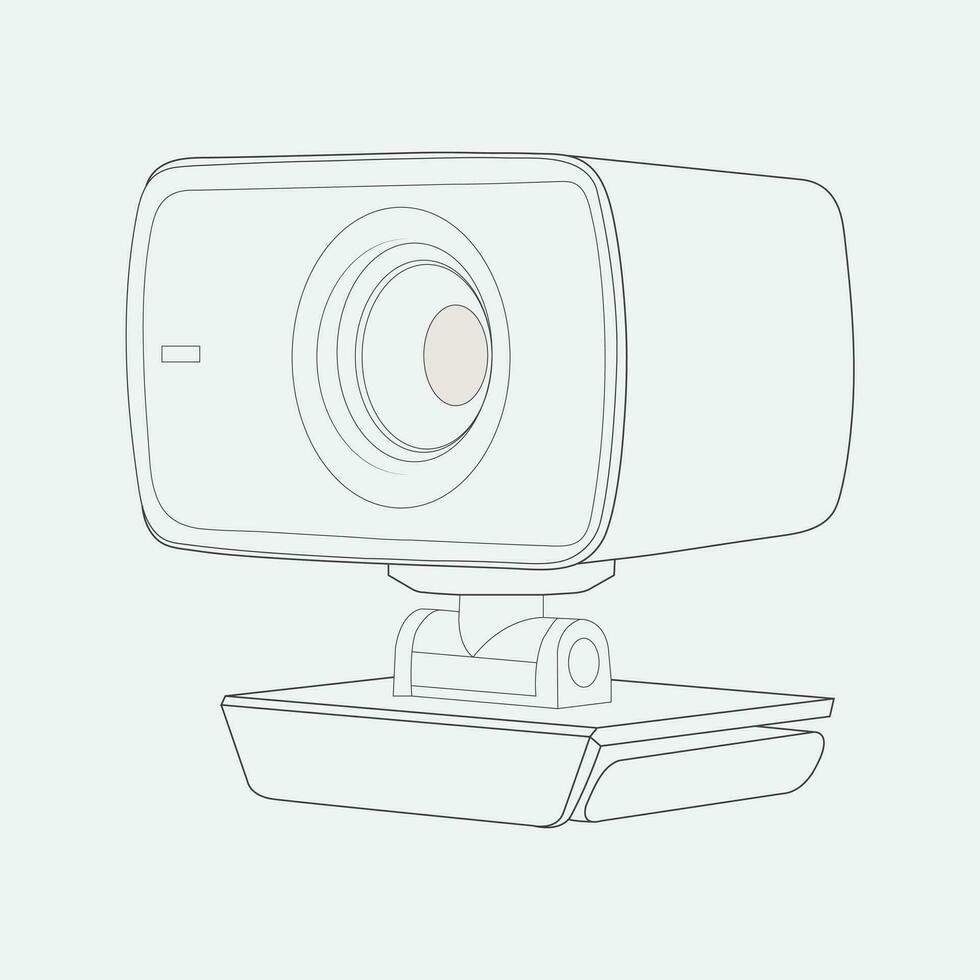 Web cam camera, personal HD camera isolated on white background, vector, line art eps10. vector