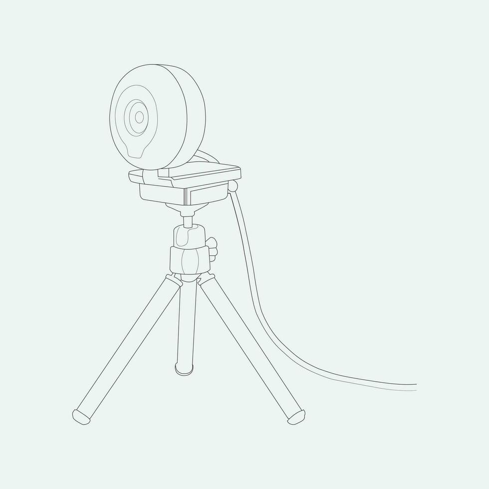 Web cam camera, personal HD camera isolated on white background, vector, line art eps10. vector