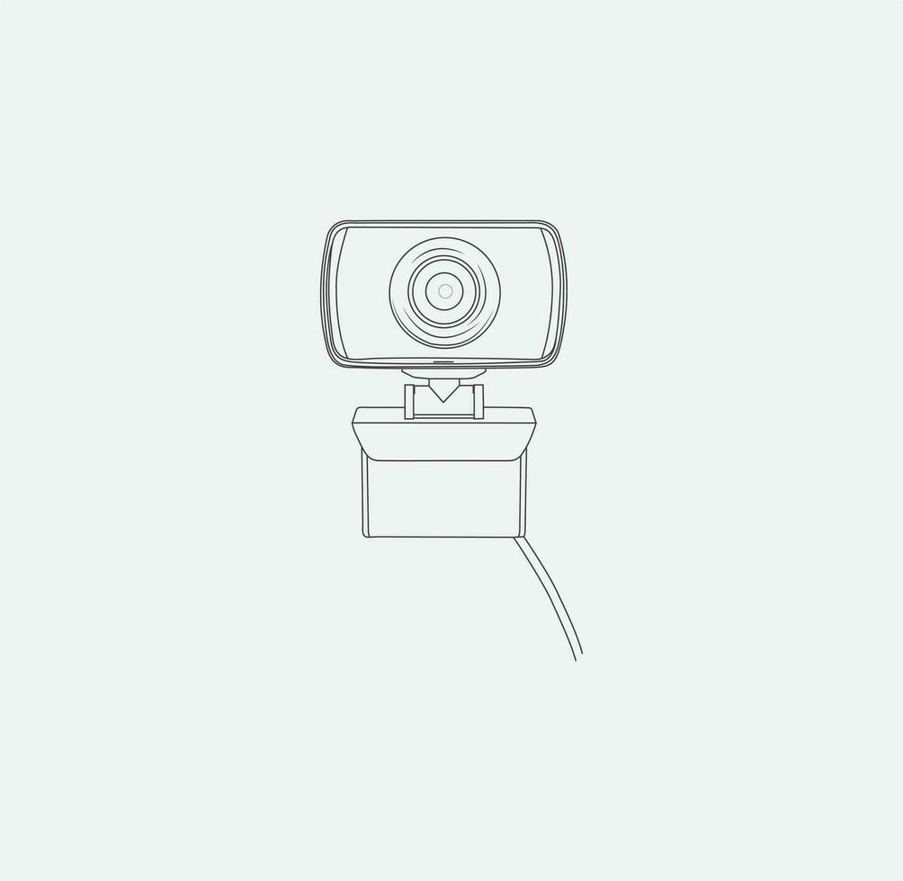 Web cam camera, personal HD camera isolated on background, vector, line art eps10. vector