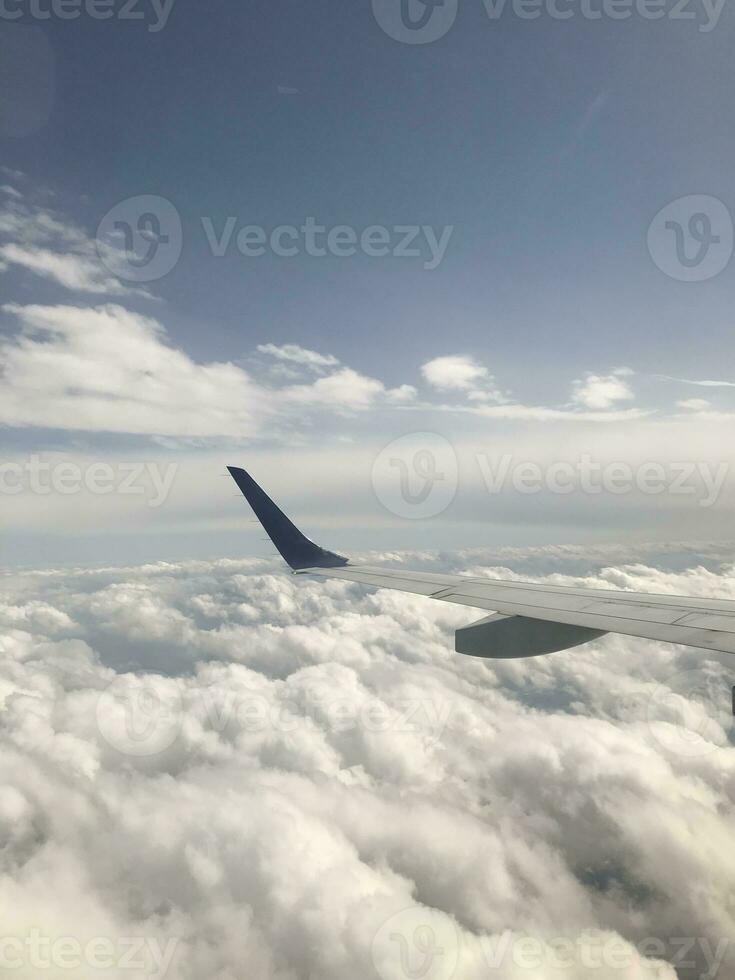 sky view on an airplane photo