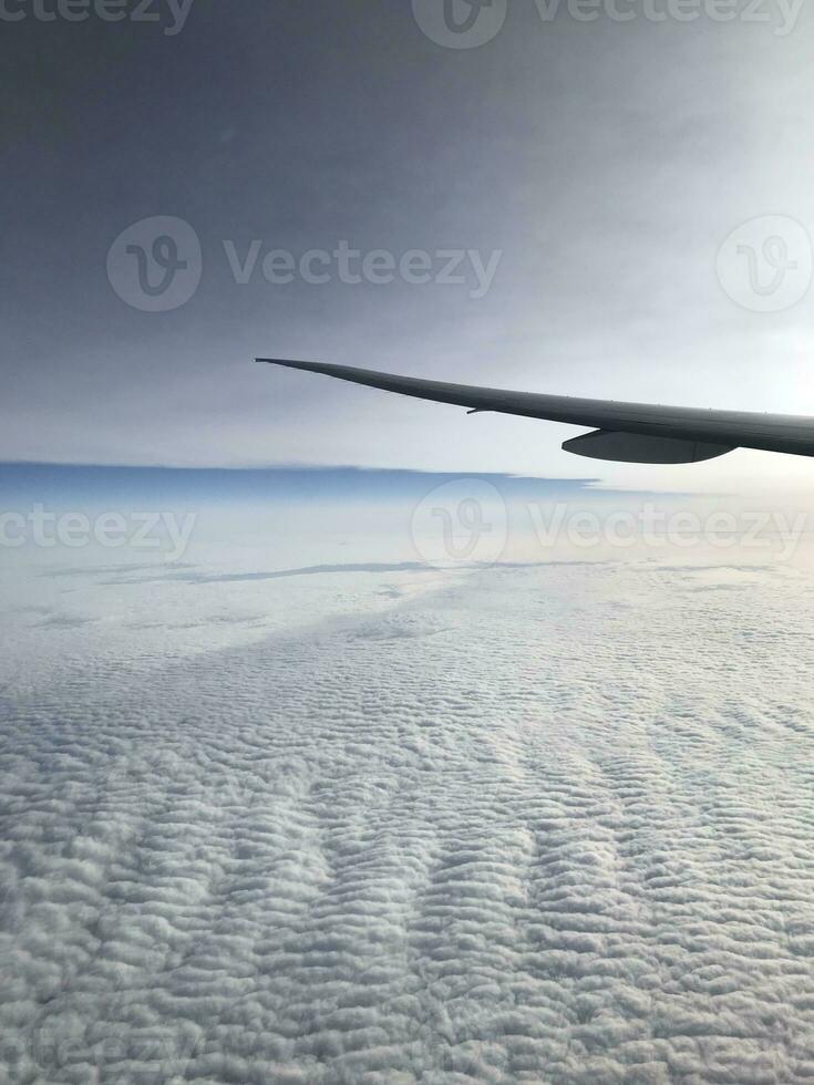 sky view on an airplane photo
