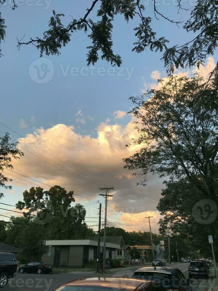 clear sky in town photo