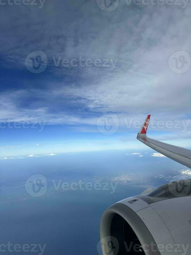 sky view on an airplane photo