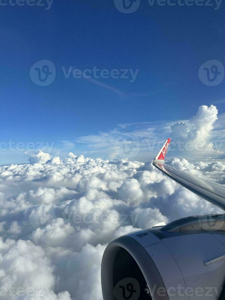 sky view on an airplane photo