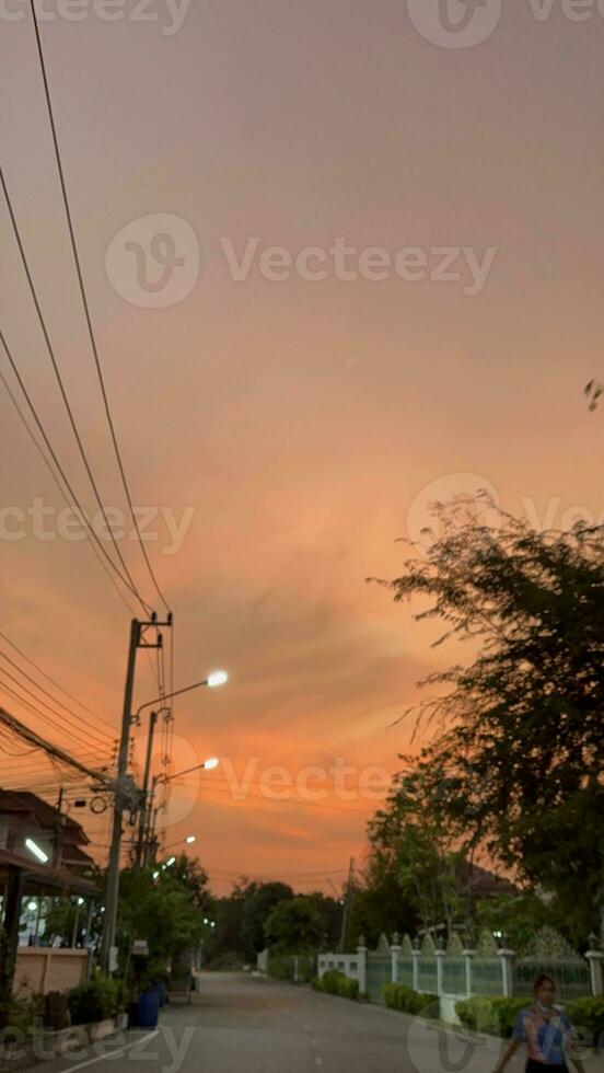 clear sky in town photo