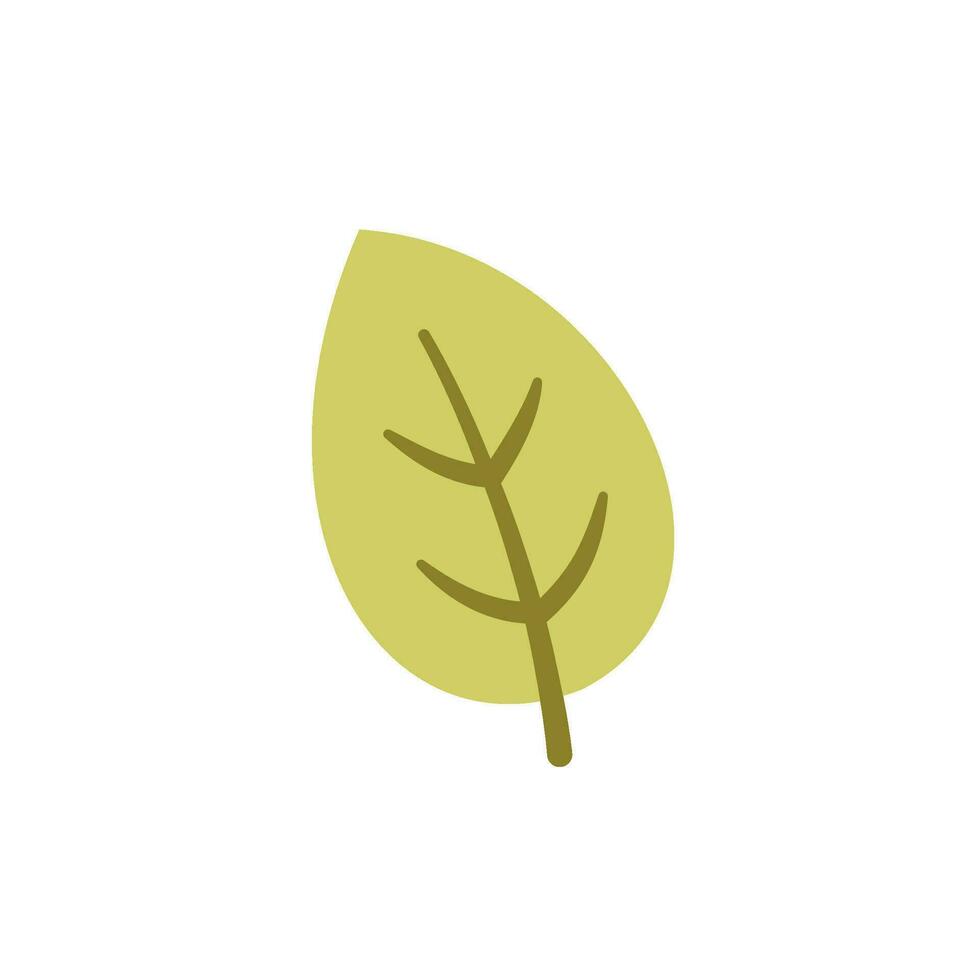 Green leaf vector illustration, Simple minimal flat icon logo design.