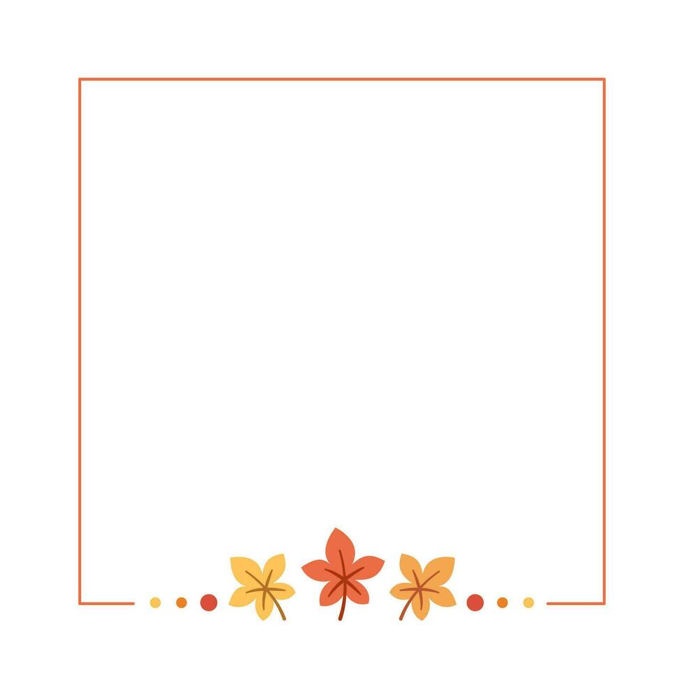 Cute Square Autumn Frame Border Template. Can be used for shopping sale, promo poster, banner, flyer, invitation, website or greeting card. Vector illustration
