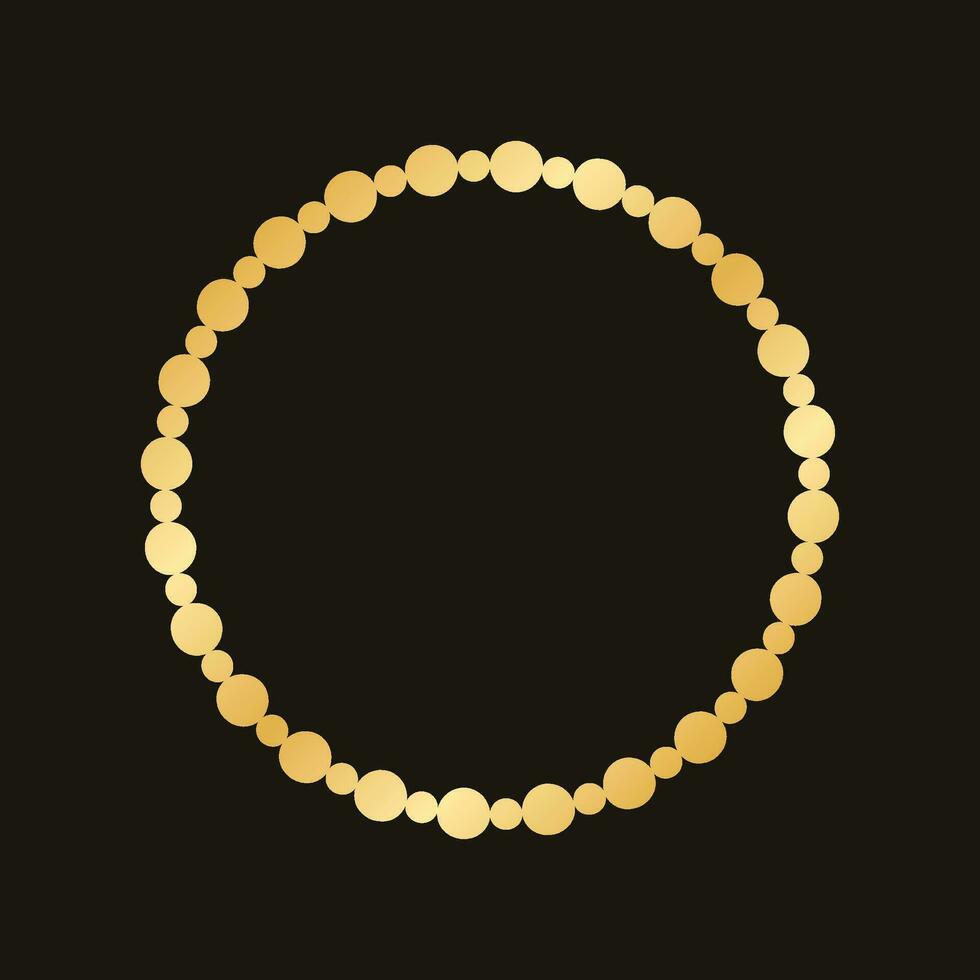 Golden round frame made with dots pattern. Abstract Gold Border Template, elegant wedding invitation card vector illustration