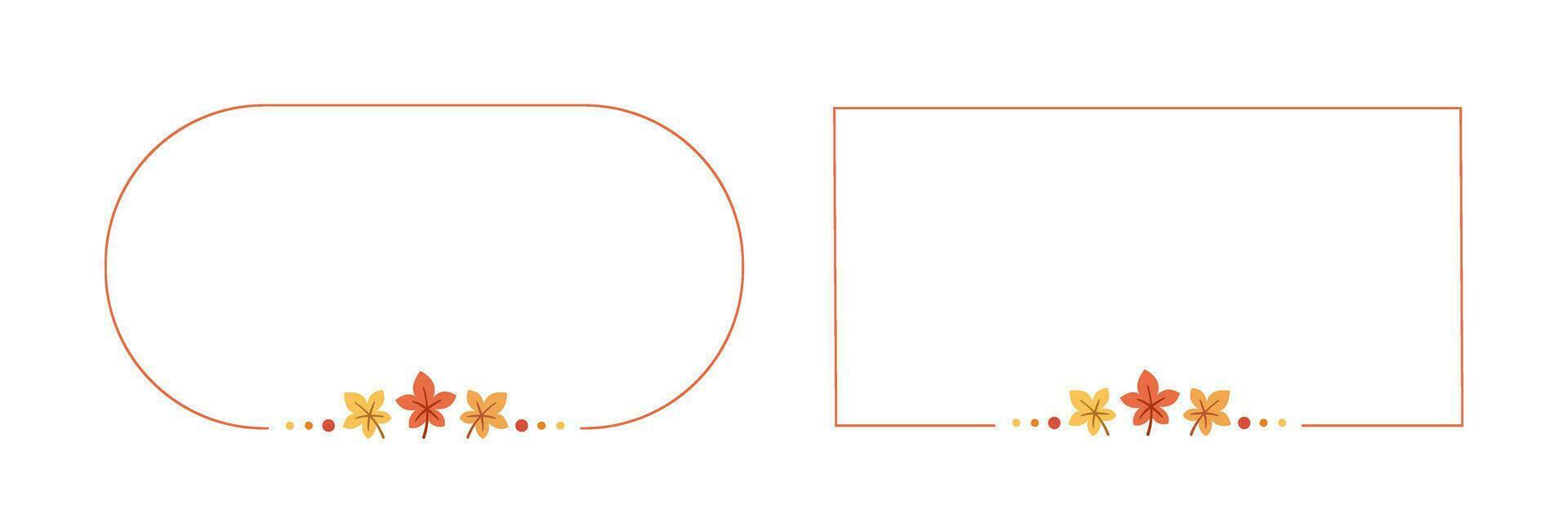 Autumn Maple Leaf Frame Border Set. Halloween Fall Thanksgiving Template. Can be used for sale post, promo poster, banner, etc. Vector illustration