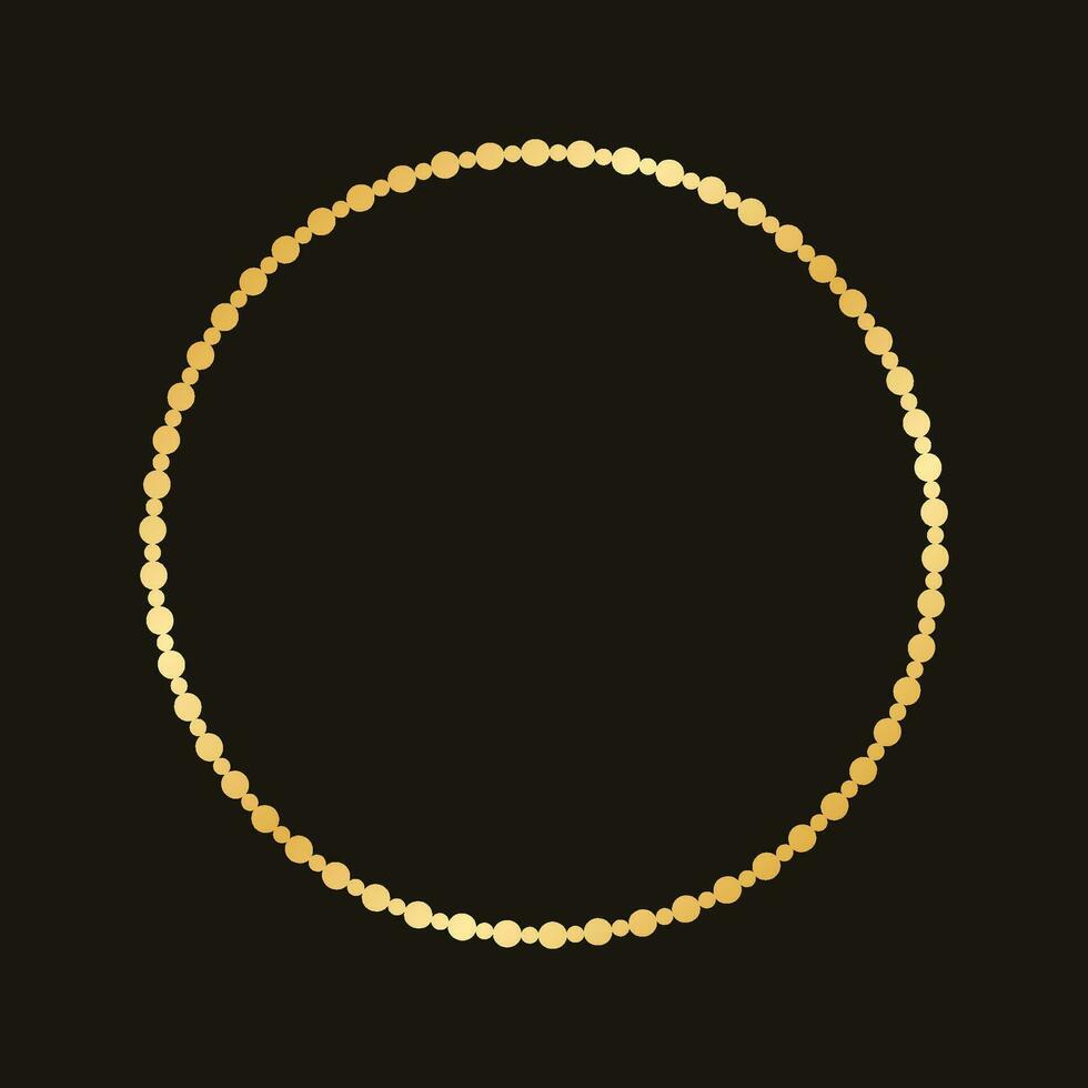 Golden round frame made with dots pattern. Abstract Gold Border Template, elegant wedding invitation card vector illustration