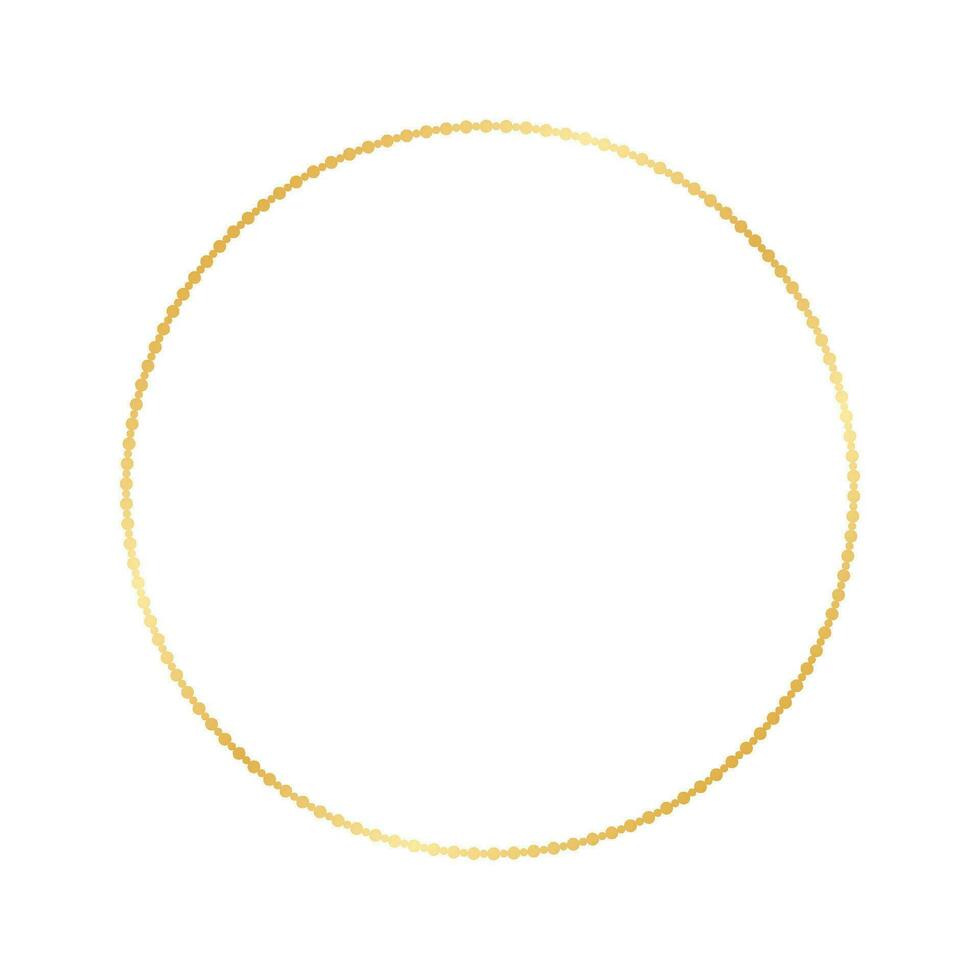 Golden round frame made with dots pattern. Abstract Gold Border Template, elegant wedding invitation card vector illustration
