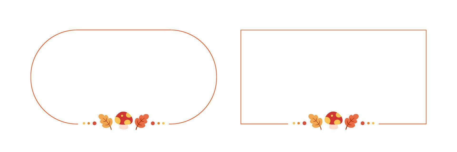 Rectangle Autumn Frame Border Template Set. Halloween, Fall and Thanksgiving Template. Vector illustration.