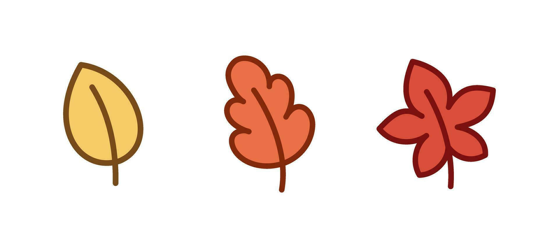 Cute autumn leaves vector illustration set.