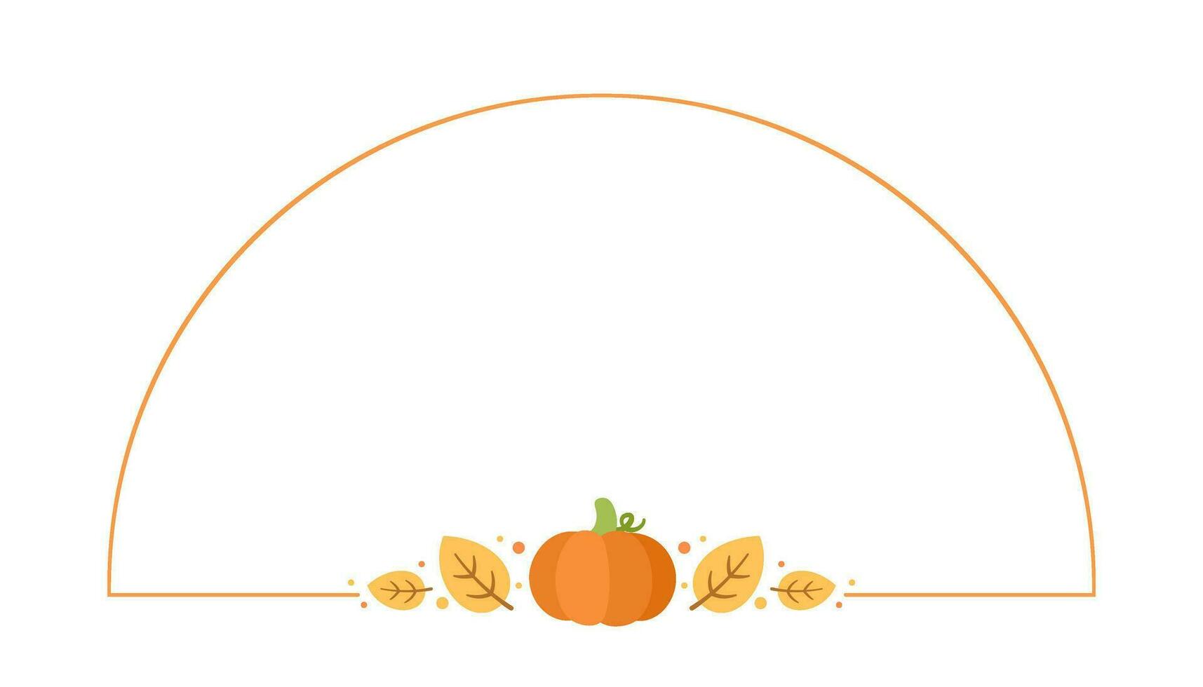 Cute Autumn Frame, Half Circle Arch Border Template. Halloween Fall Thanksgiving Graphic Template for sale post, banner, invitation, website or greeting card. Vector illustration