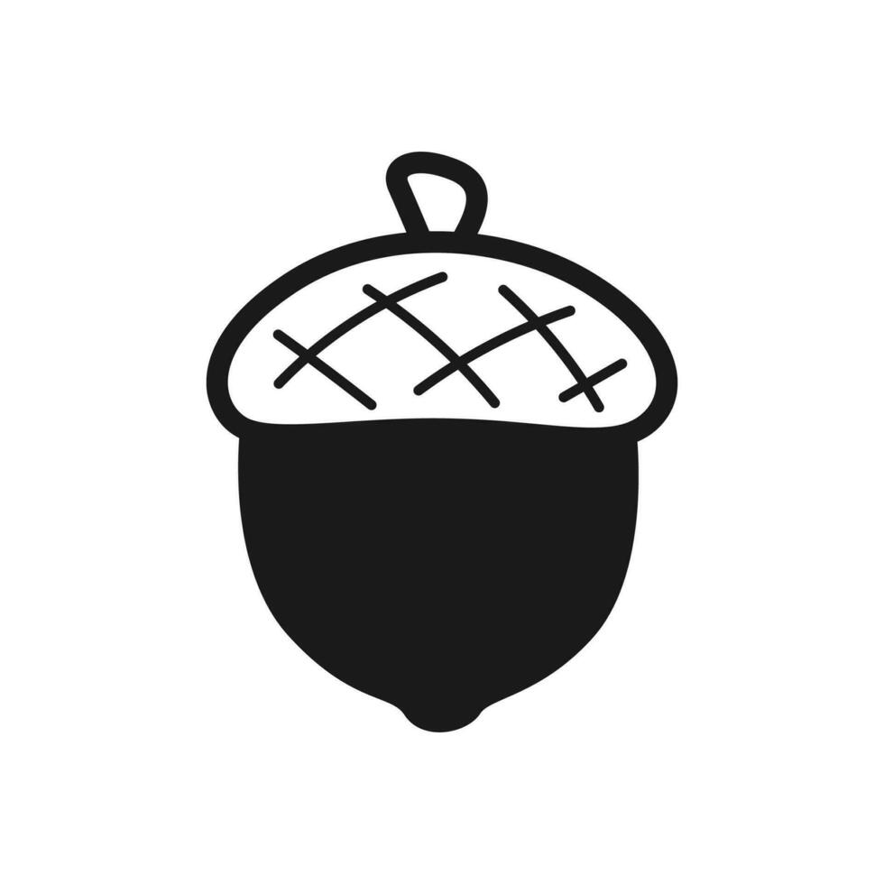 Acorn icon logo silhouette style vector illustration