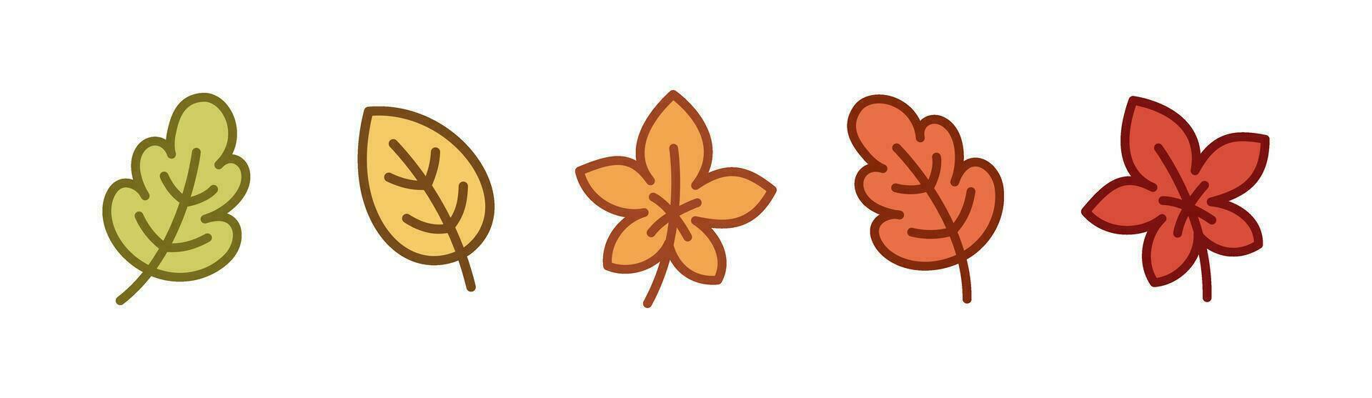 Cute autumn leaves vector illustration set.