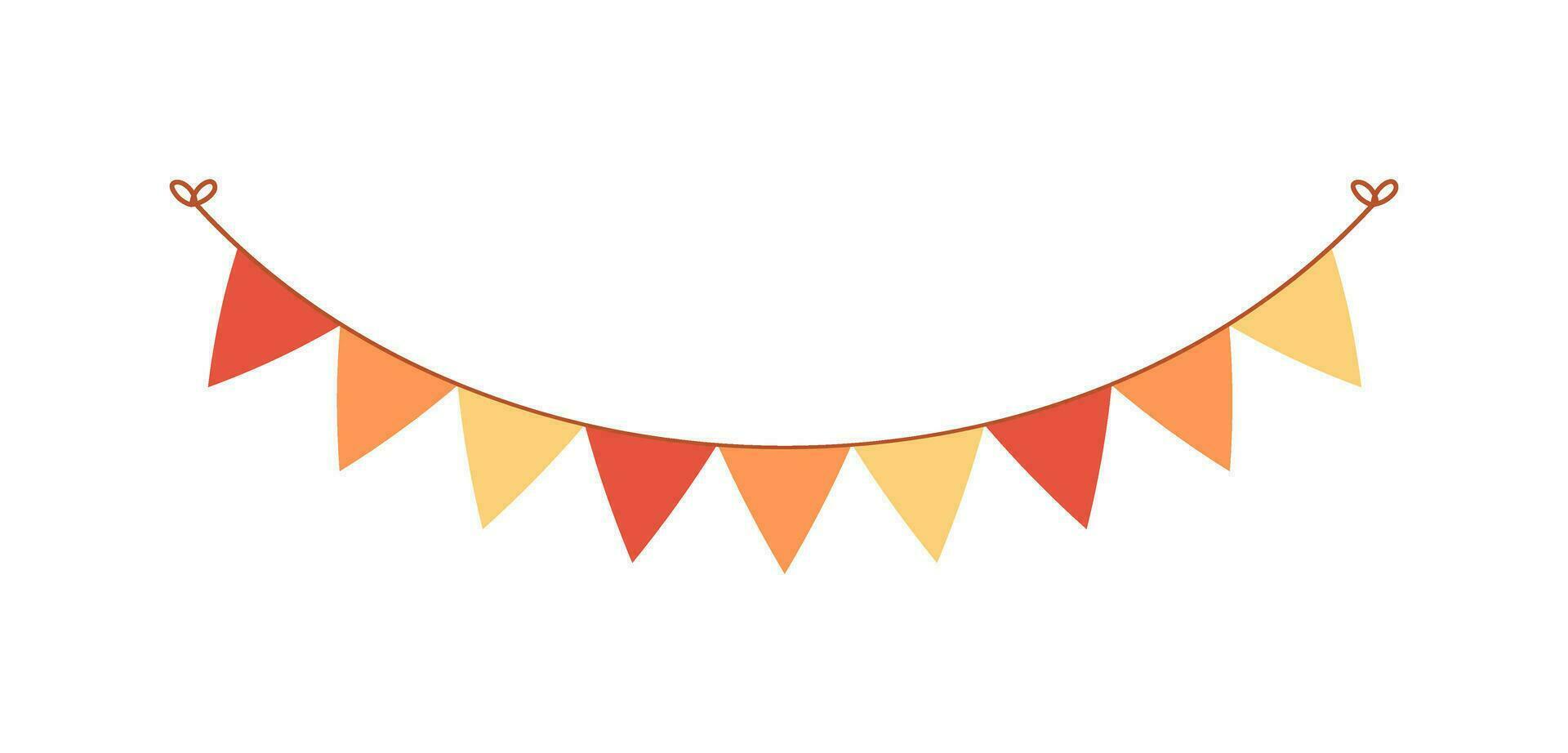 Autumn bunting. Hanging garland graphic decoration for Halloween, Thanksgiving template. Vector illustration.