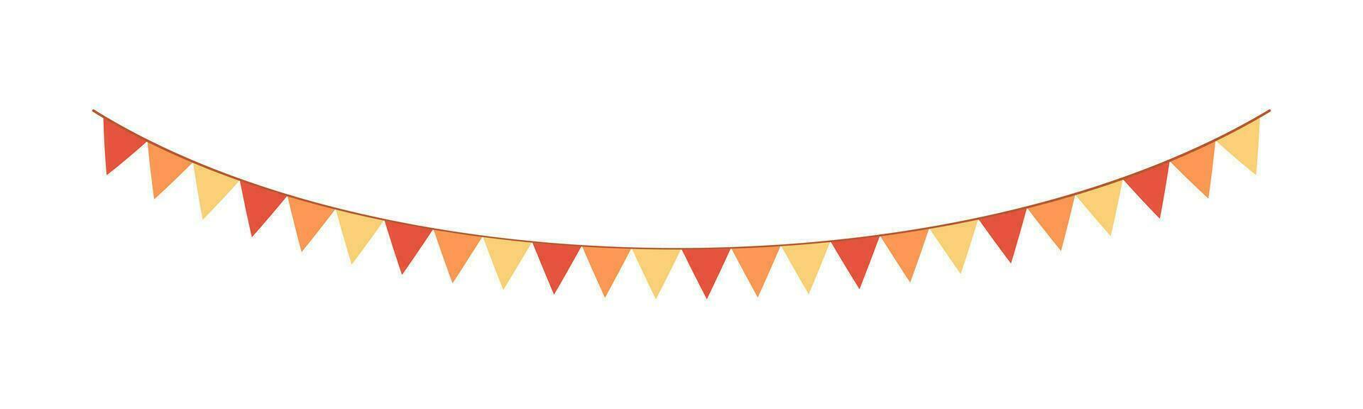 Autumn bunting. Hanging garland graphic decoration for Halloween, Thanksgiving template. Vector illustration.