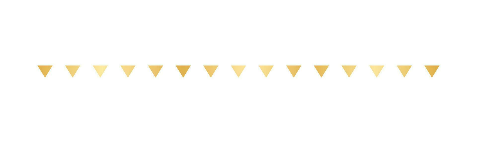 Gold Triangle Flags Pattern Separator Border, Golden Elegant Romantic Page Text Divider vector