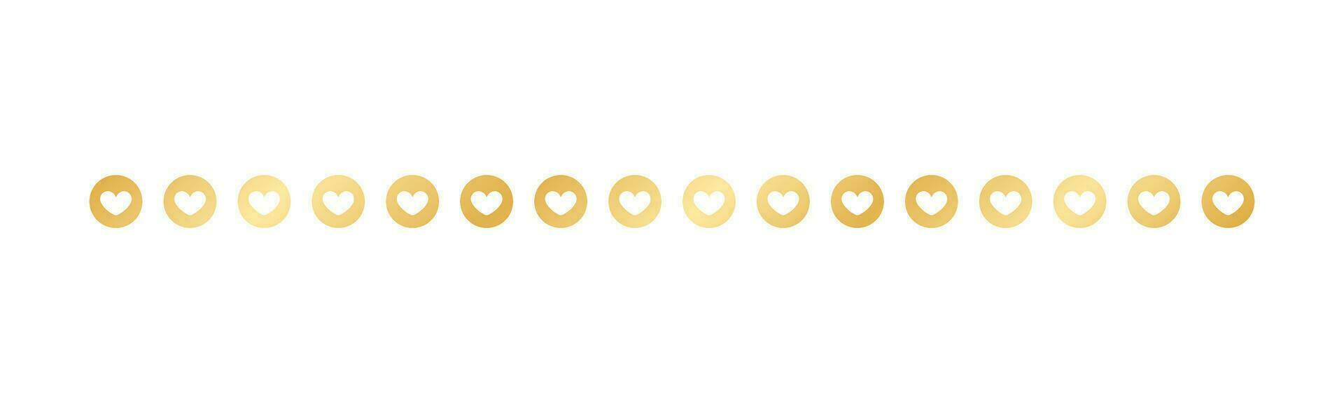 Gold Valentines Heart Pattern Separator Border, Golden Elegant Romantic Page Text Divider vector