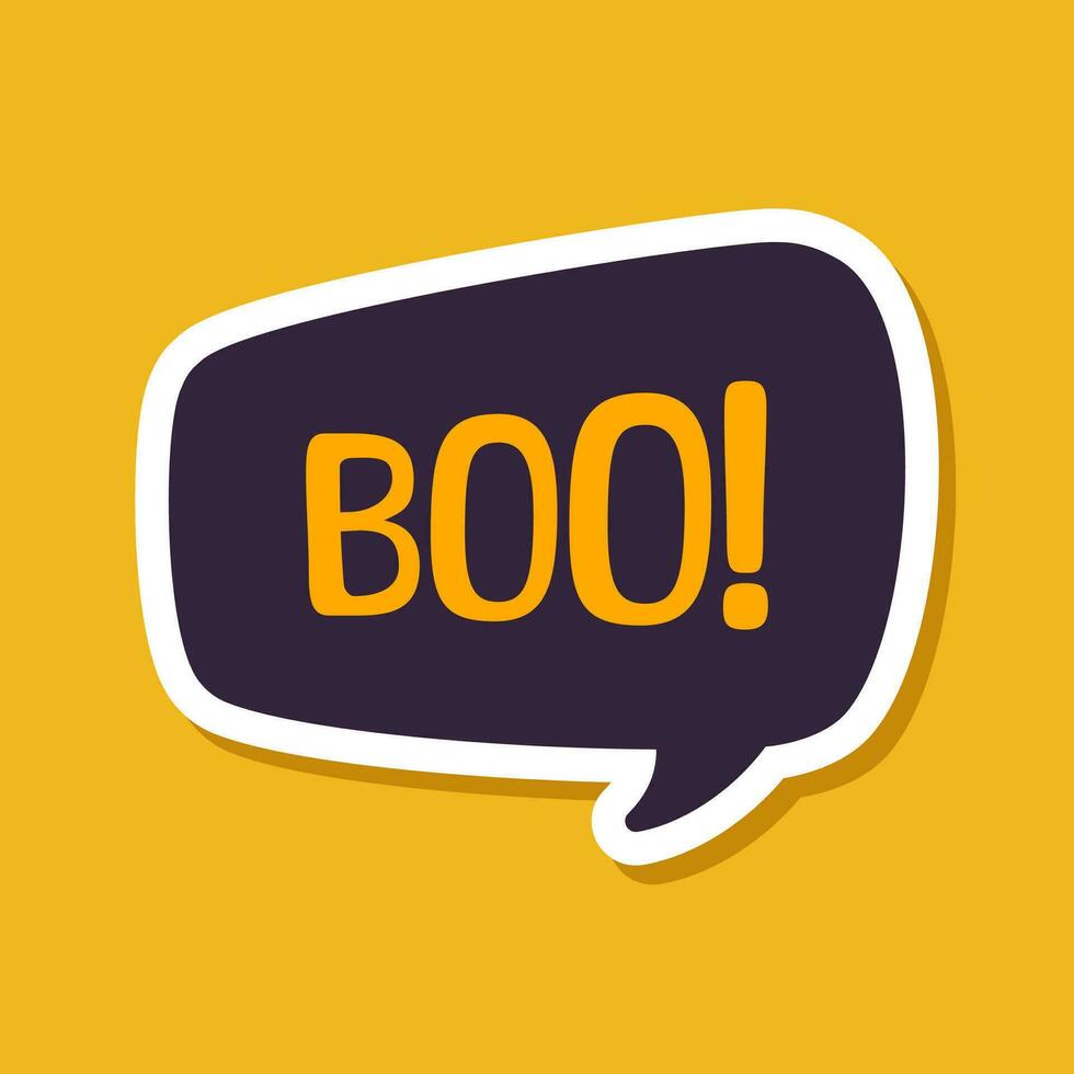 Speech bubble with text Boo digital sticker vector illustration