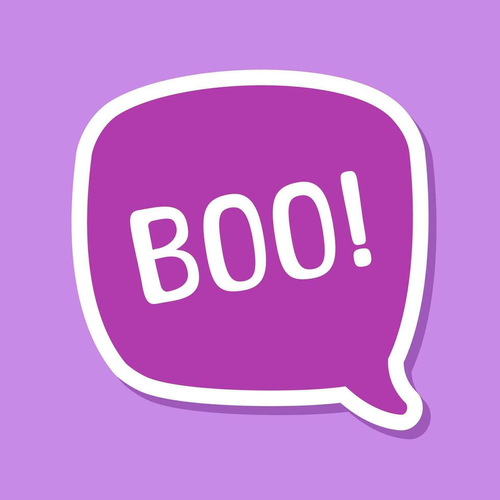 Speech bubble with text Boo digital sticker vector illustration