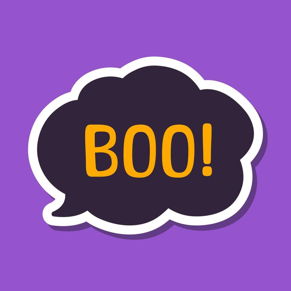 Speech bubble with text Boo digital sticker vector illustration