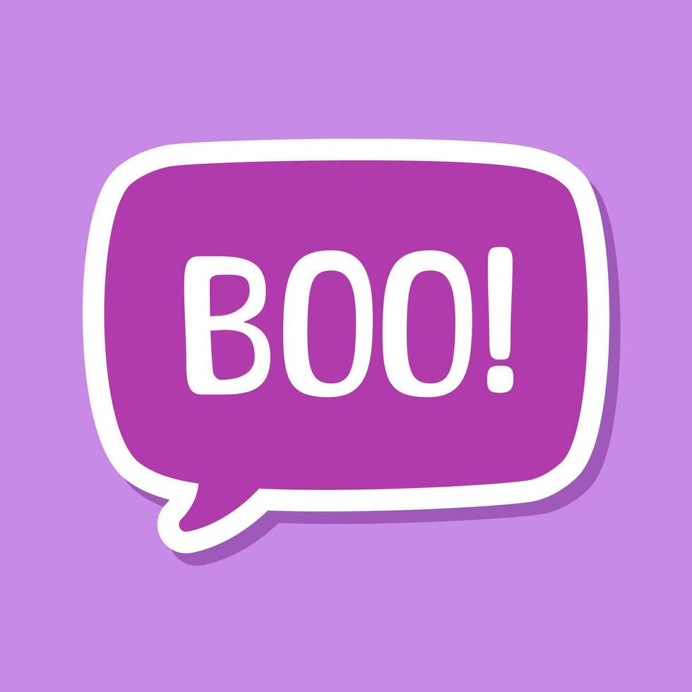 Speech bubble with text Boo digital sticker vector illustration