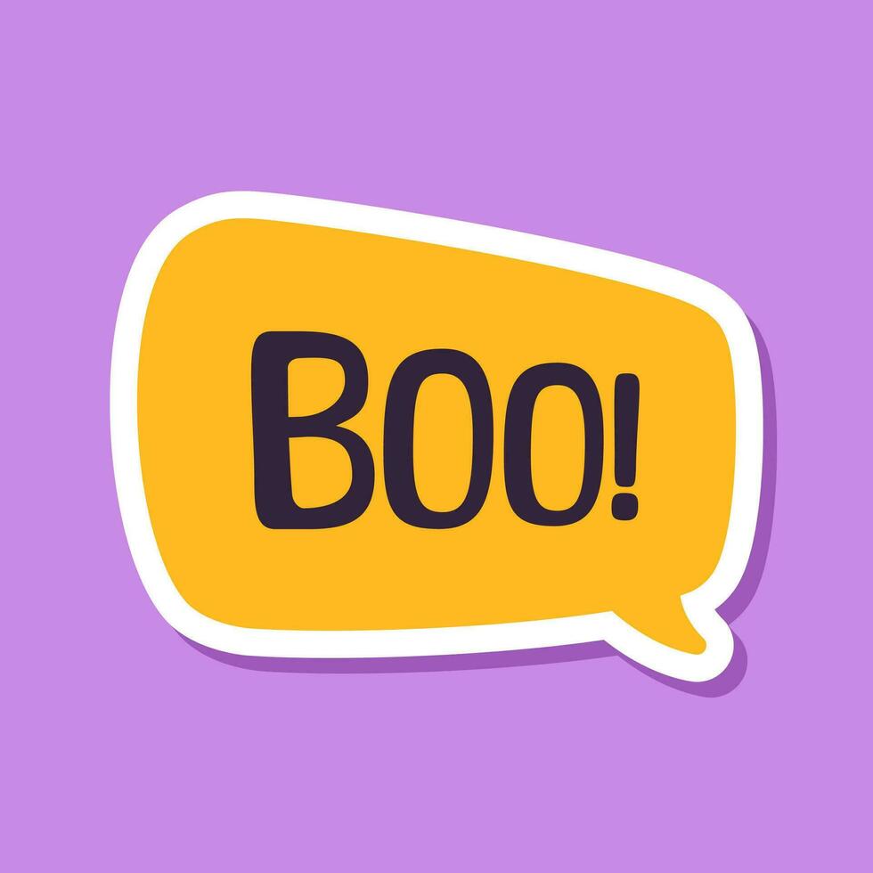 Speech bubble with text Boo digital sticker vector illustration