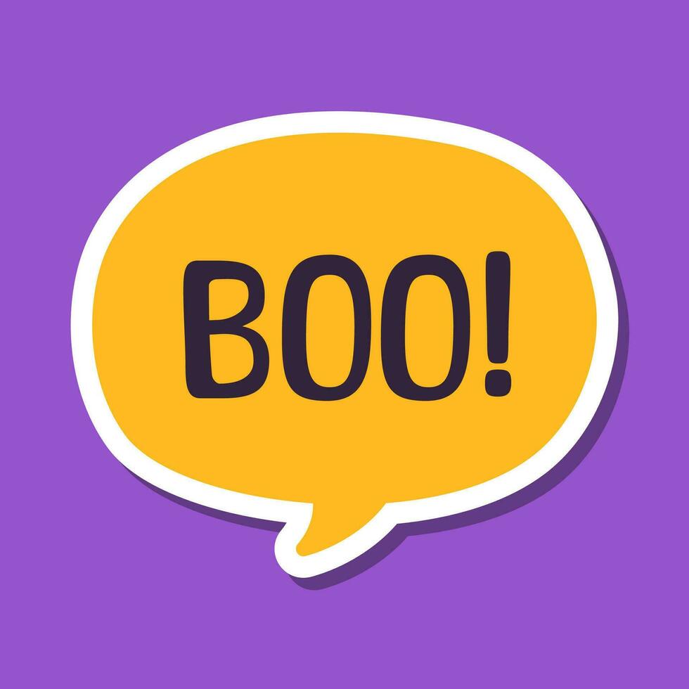 Speech bubble with text Boo digital sticker vector illustration