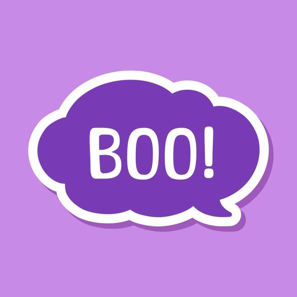 Speech bubble with text Boo digital sticker vector illustration