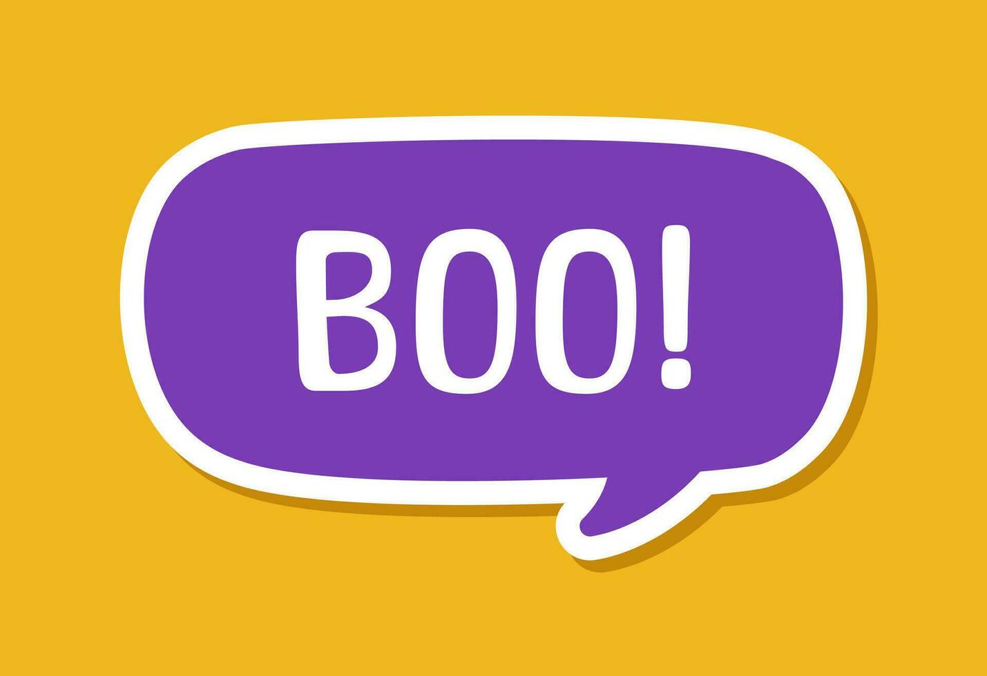 Speech bubble with text Boo digital sticker sound effect vector illustration