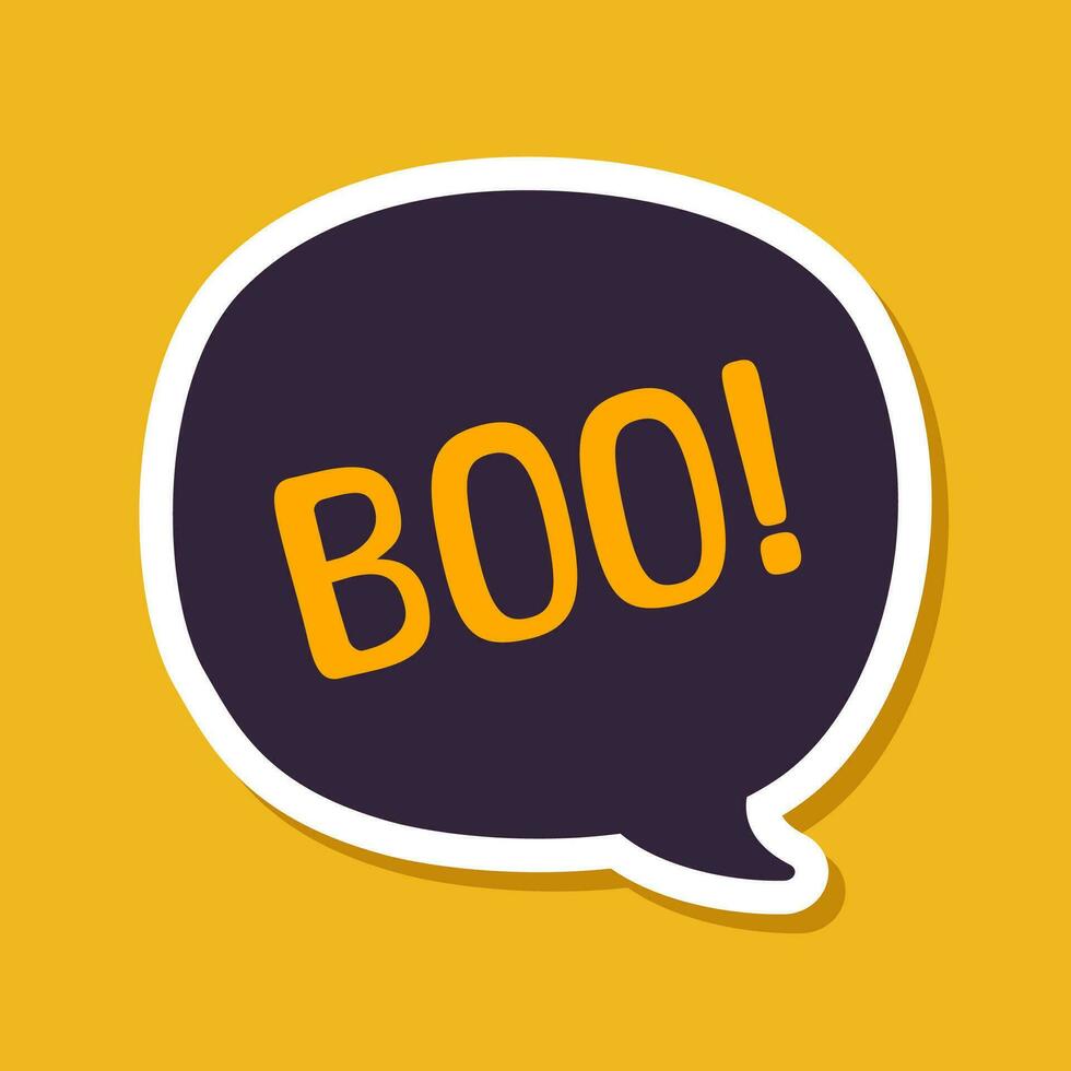 Speech bubble with text Boo digital sticker vector illustration