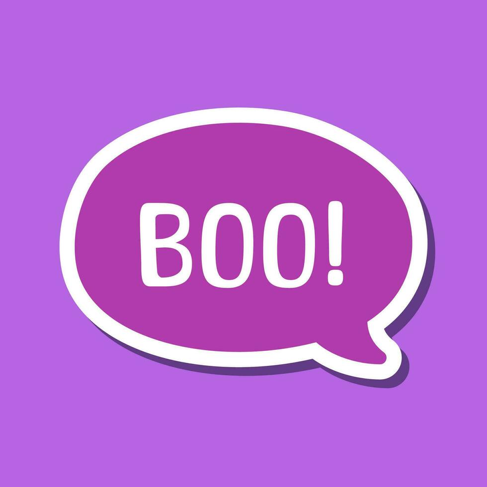 Speech bubble with text Boo digital sticker vector illustration