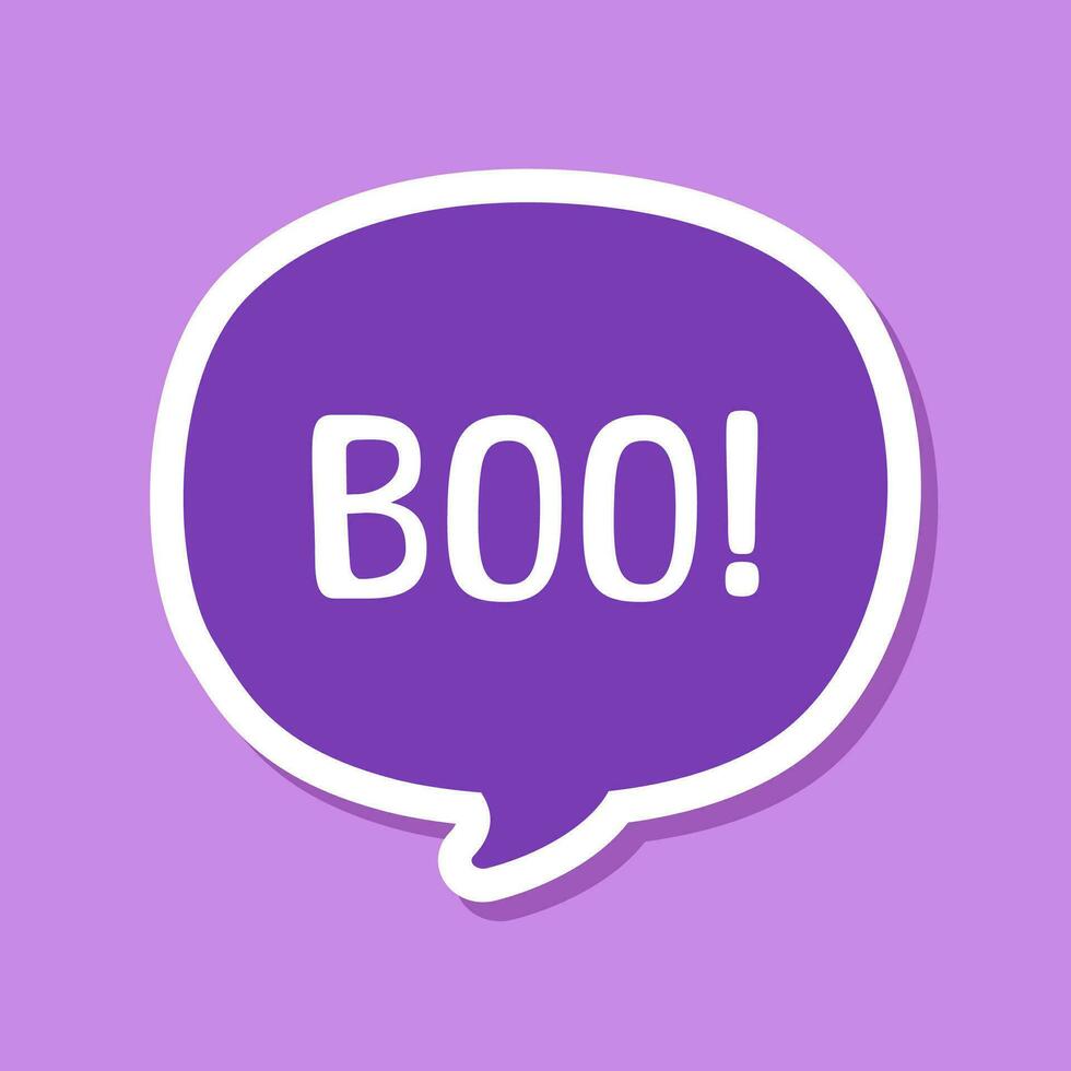 Speech bubble with text Boo digital sticker vector illustration