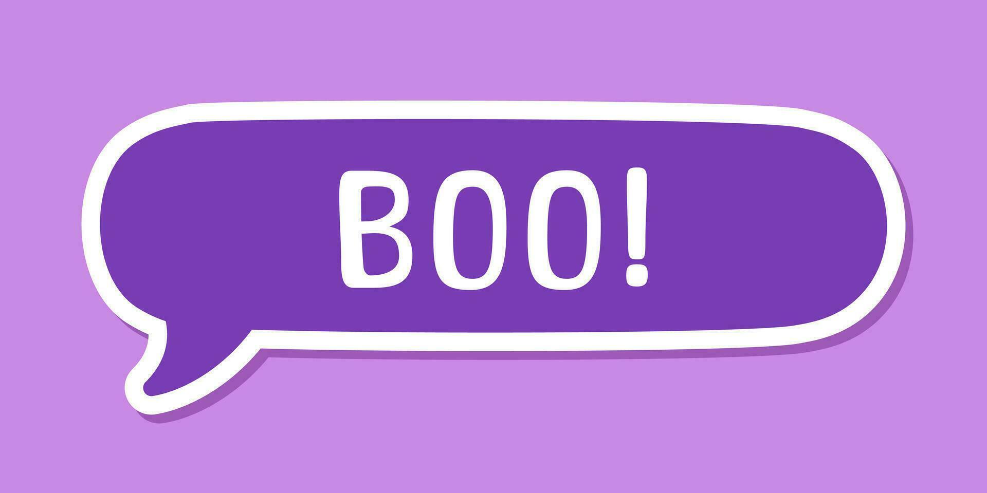 Speech bubble with text Boo digital sticker sound effect vector illustration