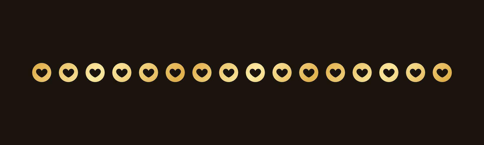Gold Valentines Heart Pattern Separator Border, Golden Elegant Romantic Page Text Divider vector