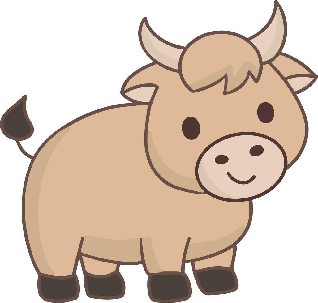 Cute brown cow illustration vector