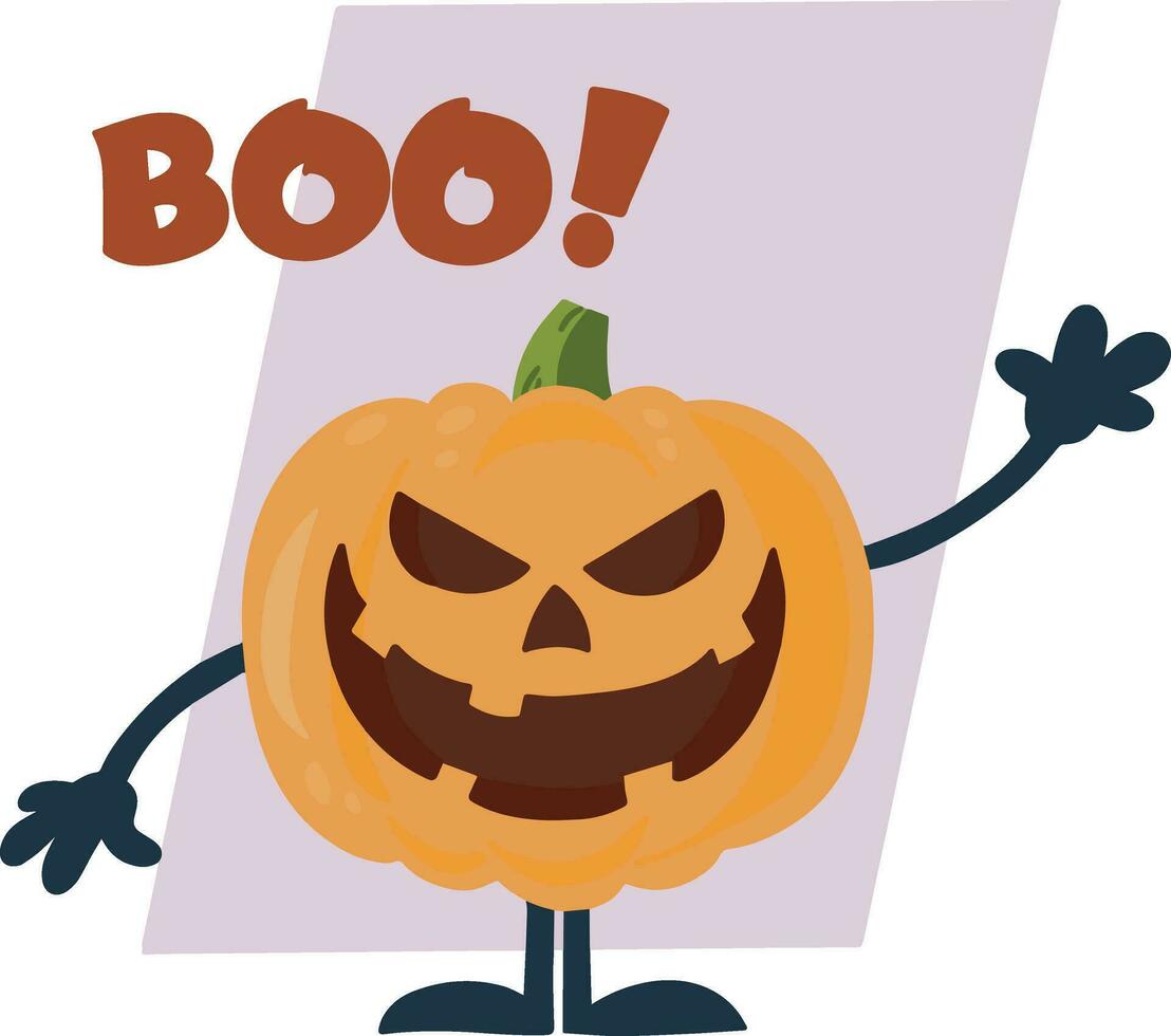 Portrait of scary pumpkin head halloween vector illustration