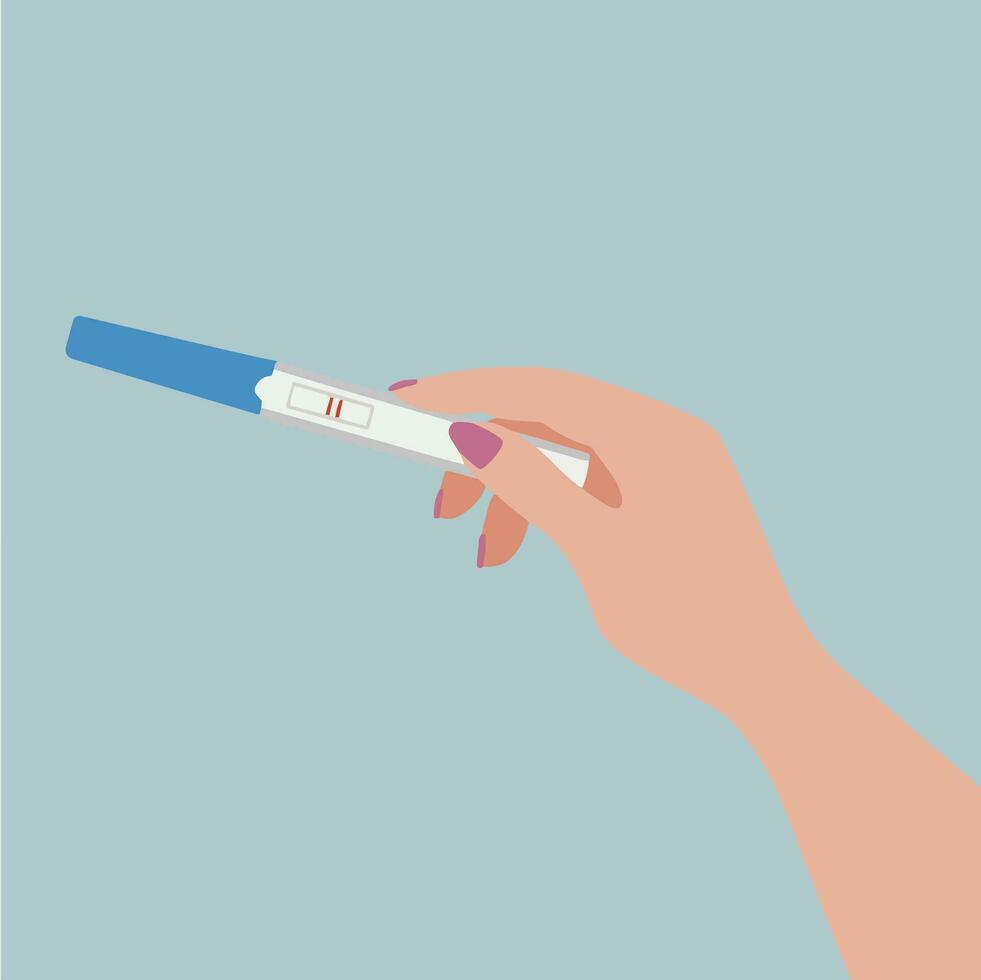 woman hand showing test pack positive pregnant illustration vector