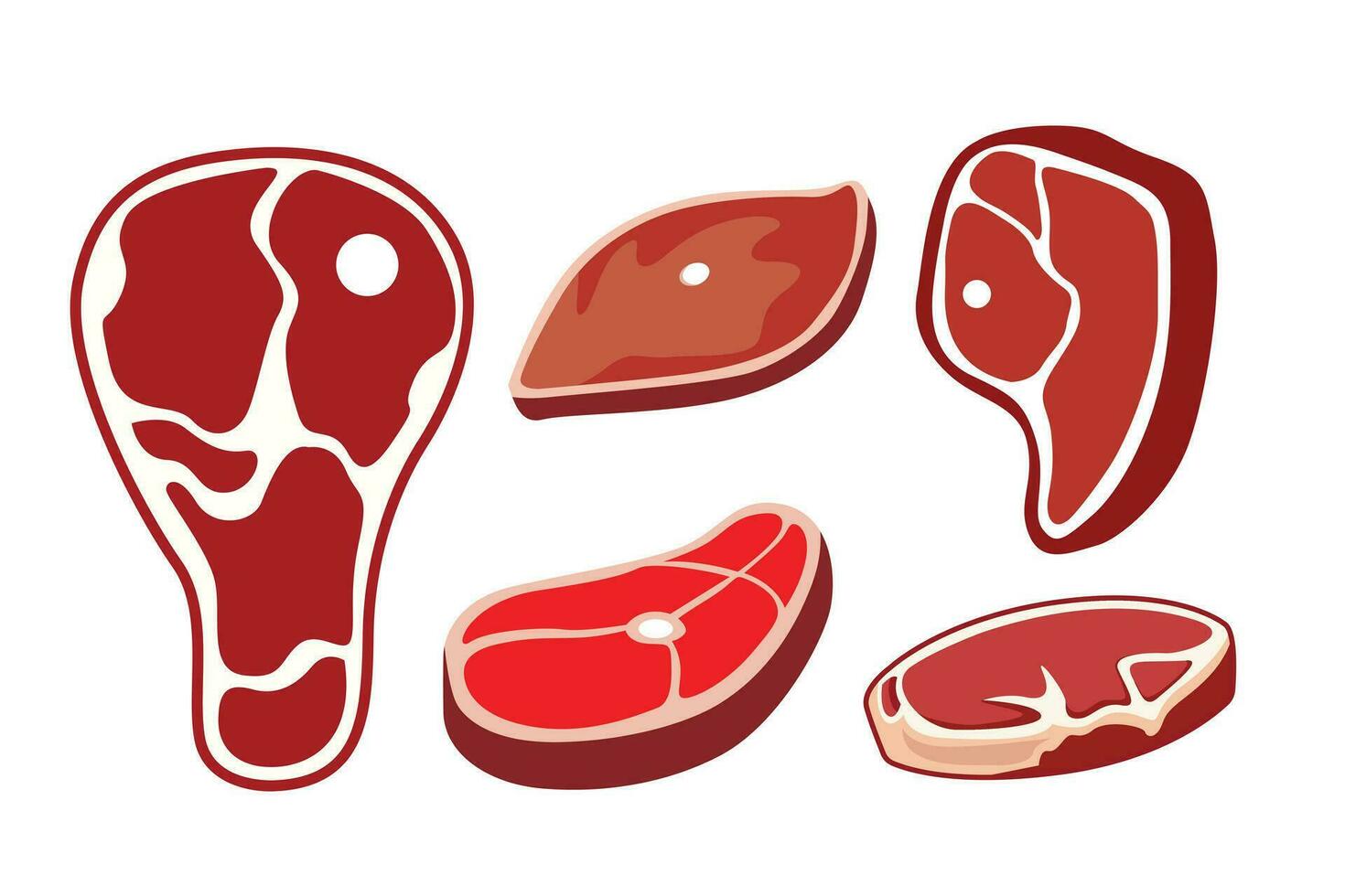 Steak icons set. Vector illustration. Isolated on white background.