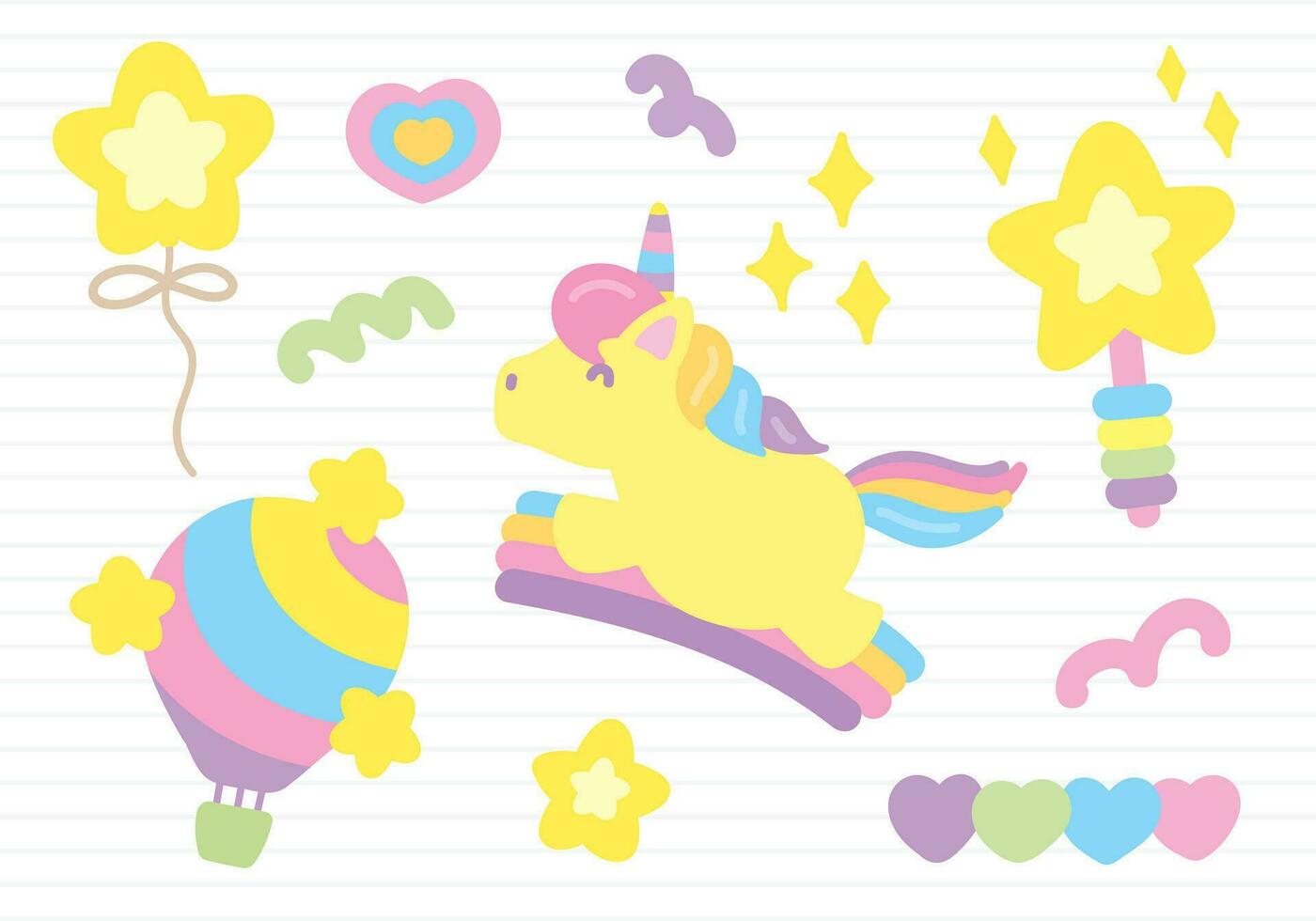 cute kawaii style hand drawn graphic element vector set