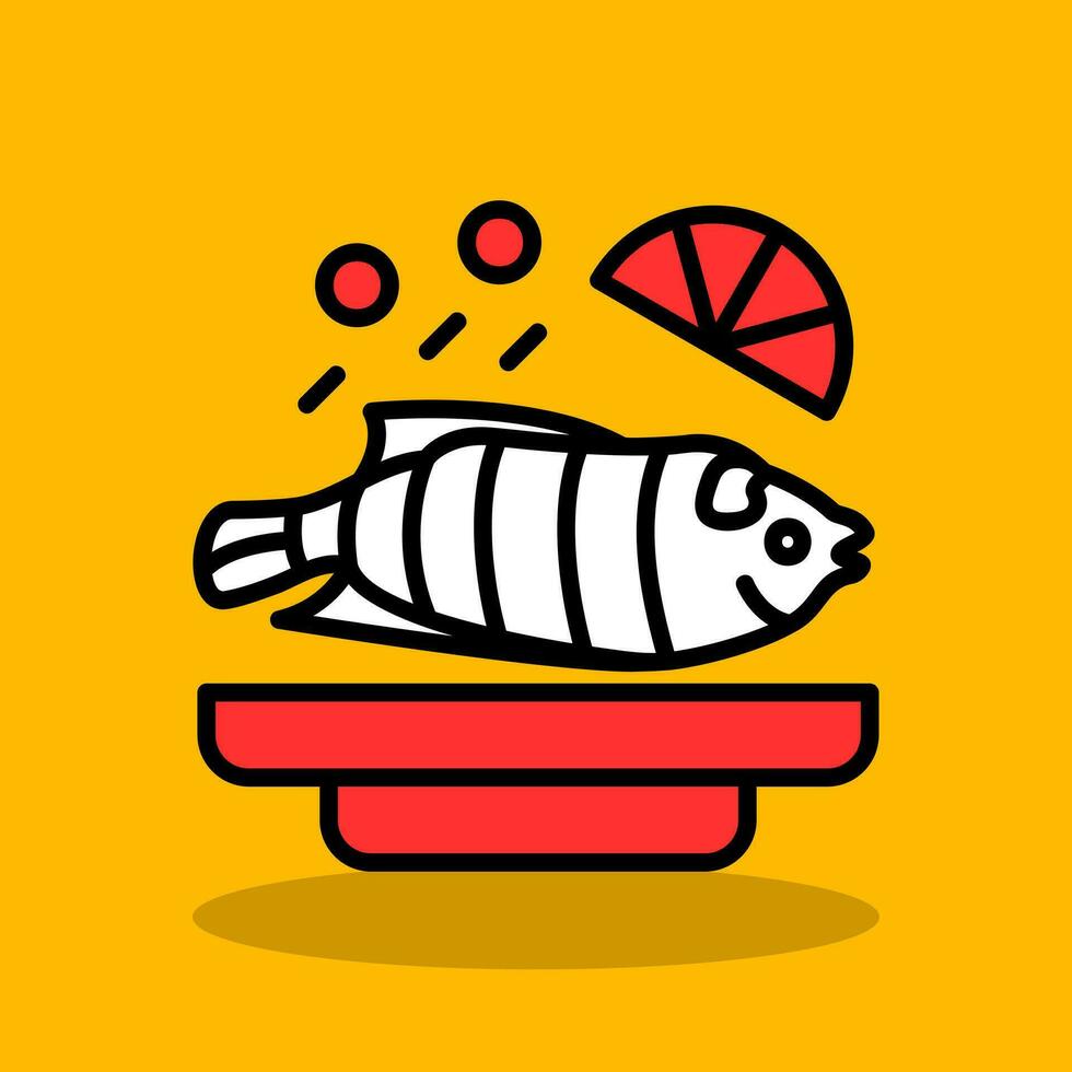 Steamed fish Vector Icon Design